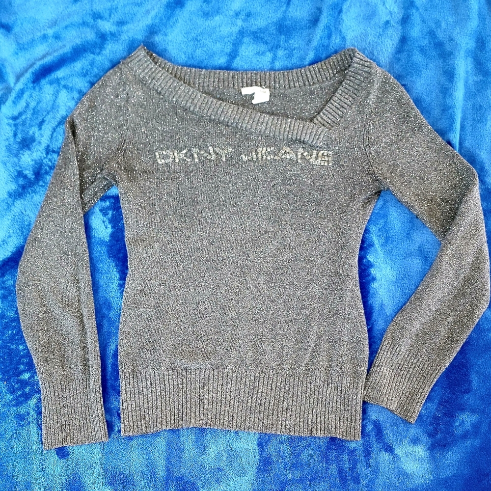 DKNY sparkly gray sweater large.